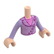 Minidoll Torso Girl with Lavender Dress, Buttons, White Collar print, Light Nougat Hands Hellnougat