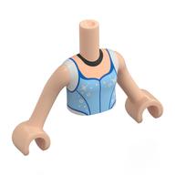 Minidoll Torso Girl with Light Nougat Arms and Hands with Bright Light Blue/White Dress, Sparks, Black Necklace print Hellnougat