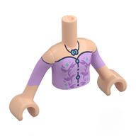 Minidoll Torso Girl with Light Nougat Arms and Hands with Lavender Dress, Flowers, Dark Blue Trim, Silver Necklace print Hellnougat
