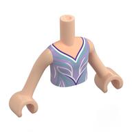 Minidoll Torso Girl with Lavender Dress, White/Sand Blue Lines print, Light Nougat Arms and Hands in 