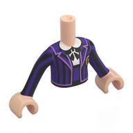 Minidoll Torso Girl with Light Nougat Arms and Hands with Dark Purple Jacket, Black Stripes, Gold Symbol, Black Shirt, Silver Pendant print Hellnougat