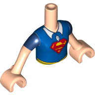 Minidoll Torso Girl with Blue Top with White Collar, Jewel Pendant, Red 'S' Print, Light Nougat Arms with Hands with Dark Blue Short Sleeves Print (Supergirl) Hellnougat
