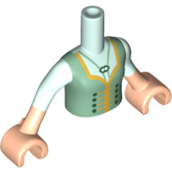 Minidoll Torso Girl with Sand Green Bodice Top with Gold Trim, Light Nougat Arms with Hands with Light Aqua Sleeves Print (Anna) Light Aqua
