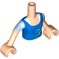 Minidoll Torso Girl with Blue Top with Bright Light Blue Sleeves, Bright Light Blue Sleeves Print, Light Nougat Arms and Hands in 