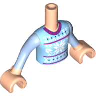 Minidoll Torso Girl with Bright Light Blue Sweater with Snowflakes Print, Light Nougat Hands with Bright Light Blue Sleeves Print Light Nougat