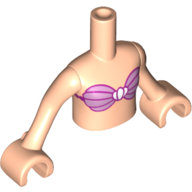 Minidoll Torso Girl with Metallic Pink Bikini Shell Bra Top Print, Light Nougat Arms with Hands (Ariel) Hellnougat