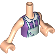 Minidoll Torso Girl with Medium Lavender Top, Light Aqua Apron, Light Nougat Arms Light Nougat