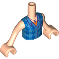 Minidoll Torso Girl with Blue Blocked Shirt, Lightning Bolt Hanger/Pendent Print, Light Nougat Arms and Hands Light Nougat