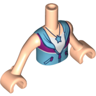 Minidoll Torso Girl with Azure Shirt with Dark Purple Band, White Top, Star Pendent and Light Nougat Arms Light Nougat