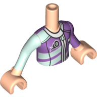 Minidoll Torso Girl with Race Suit, Zippers, Tyre Print, Light Nougat Arms And Hands in 