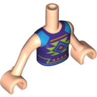 Minidoll Torso Girl with Dark Purple Shirt with Lime, Medium Blue and Pink Shapes Print, Light Nougat Arms And Hands Hellnougat