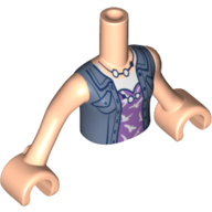 Minidoll Torso Girl with Sand Blue Jacket, Lavender Top with Birds, Necklace and Pendulum Light Nougat