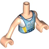 Minidoll Torso Girl with Medium Blue Sport Jersey with White 05, Yellow Stripes, White Under Shirt Hellnougat