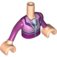 Minidoll Torso Girl with Pink and Dark Pink Vest, White Shirt with Knot, Light Nougat Arms And Hands in 