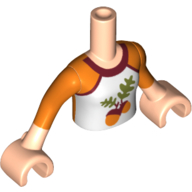 Minidoll Torso Girl with White Shirt, Orange Arm, Leaves, Acorns Light Nougat