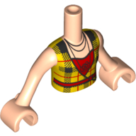 Minidoll Torso Girl with Yellow Shirt, Black Square Lines, Red Shirt, Rose Necklace Hellnougat