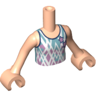 Minidoll Torso Girl with Reflective Lavender/Dark Turquoise Gymnastic Suit, Stars Print, Light Nougat Arms And Hands in 