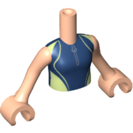 Minidoll Torso Girl with Dark Blue/Yellowish Green Wet-suit, Zipper Dark Blue