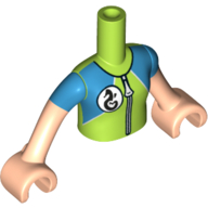 Minidoll Torso Girl with Medium Azure/Lime Wet Suit, Zipper, Sea Horse Logo Print, Light Nougat Arms And Hands in 