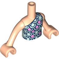 Minidoll Torso Girl with Scaled Swimming Suit Print, Light Nougat Arms And Hands in 