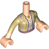 Minidoll Torso Girl with Tans Shirt with Lavender/Gold Decorations, Dark Purple Trim, White Shirt, Pendant Hellnougat