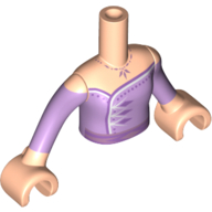 Minidoll Torso Girl with Medium Lavender Dress, Lavender Buttons, White Trim Light Nougat