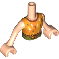 Minidoll Torso Girl with Bright Orange Top, White/Black Lightning, Dark Orange Trim, Brown Belt, Olive Pants Hellnougat