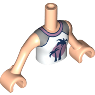 Minidoll Torso Girl with White Shirt, Dark Blue Palm Trees, Lavender Sunset Light Nougat
