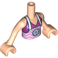 Minidoll Torso Girl with White/Lavender Apron, Magenta Top, Dark Blue Trim Light Nougat