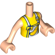 Minidoll Torso Girl with White Apron, Yellow Trim, Yellow Shirt, Banana Print, Light Nougat Arms And Hands in 