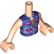 Minidoll Torso Girl with Dark Purple/Coral/Dark Azure Jacket, Olive Green Shirt Print, Light Nougat Arms And Hands Light Nougat