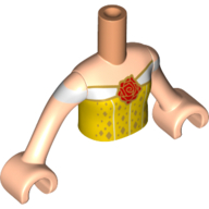 Minidoll Torso Girl with Bright Light Orange Top with Rose Print, Light Nougat Arms with Hands Hellnougat