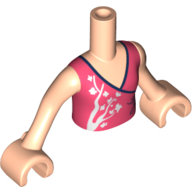 Minidoll Torso Girl with Coral Top, White Tree, Dark Purple Trim Print, Light Nougat Arms And Hands in 