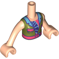 Minidoll Torso Girl with Olive Green Jacket, Coral Belt, Dark Purple Shirt, Medium Blue Trim, Light Nougat Arms And Hands Hellnougat