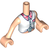 Minidoll Torso Girl with White Top, Light Aqua Trim, Coral Collar Light Nougat
