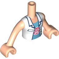 Minidoll Torso Girl with White Doctor Jacket, Medium Azure Top with Paw Print, Light Nougat Arms and Hands Hellnougat