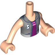 Minidoll Torso Girl with Magenta Top, Silver Jacket, Light Nougat Arms with Hands Hellnougat