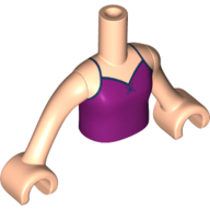 Minidoll Torso Girl with Magenta Top, Dark Blue Trim Print, Light Nougat Arms and Hands Light Nougat