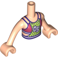 Minidoll Torso Girl with Coral/Lime Top with 05 print, Light Nougat Arms and Light Nougat Hands Hellnougat