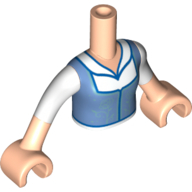 Minidoll Torso Girl with Medium Blue Dress, White Shirt, Dark Blue Trim with Light Nougat Arms Light Nougat