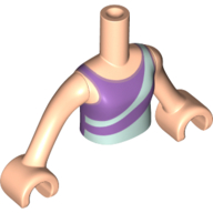 Minidoll Torso Girl with Light Aqua/Lavender Dress/Top Print, Light Nougat Arms and Hands Hellnougat
