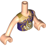 Minidoll Torso Girl with Dark Purple Top, Gold Decorations Print, Light Nougat Arms and Hands Hellnougat
