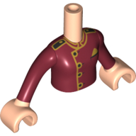 Minidoll Torso Girl with Dark Red Uniform, Gold Trim print, Light Nougat Arms and Hands Light Nougat