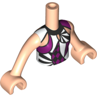 Minidoll Torso Girl with White/Magenta/Black Shapes Shirt Print, Light Nougat Arms and Hands Hellnougat
