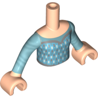 Minidoll Torso Girl with Medium Azure Dress, White Diamonds print with Light Nougat Arms and Hands Hellnougat