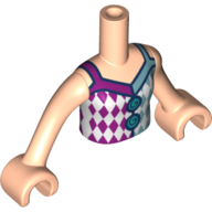 Minidoll Torso Girl with White/Magenta/Sand Blue Top print, Light Nougat Arms and Hands Light Nougat