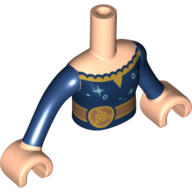 Minidoll Torso Girl with Dark Blue Dress, Gold Belt print with Light Nougat Hands Hellnougat