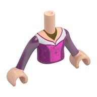 Minidoll Torso Girl with Dark Pink/Dark Purple Dress, White Trim print with Light Nougat Hands Hellnougat