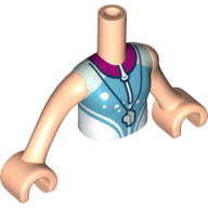 Minidoll Torso Girl with White/Medium Azure Shirt, Whistle print, Light Nougat Arms and Hands Light Nougat