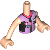 Minidoll Torso Girl with Lavender Wet-suit, Buttons with Sail Boar, Anchor, Coral Zipper print, Light Nougat Arms and Hands Light Nougat